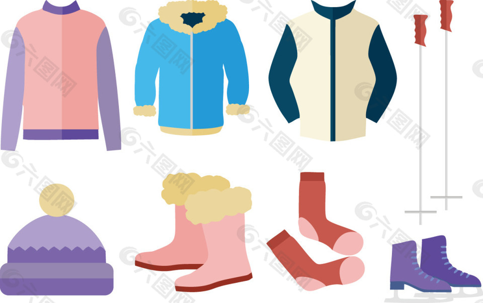 扁平冬季服飾素材產(chǎn)品工業(yè)素材免費下載(圖片編號:8681.